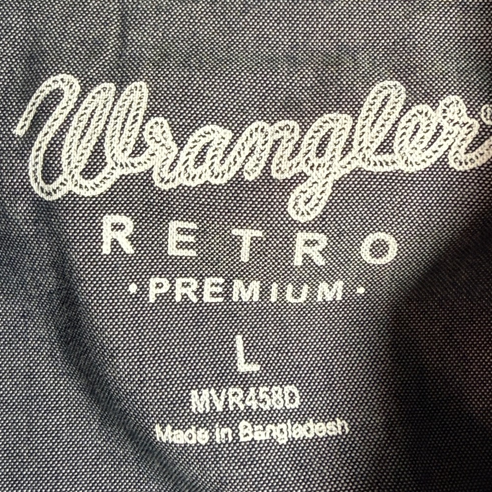 Wrangler Retro Premium Mens Blue Denim Western Pearl Snap Shirt L MVR458D Rodeo - Picture 3 of 7